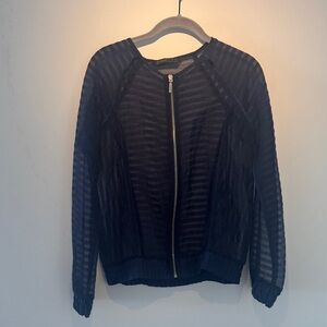 Zara Navy Sheer Bomber Jacket